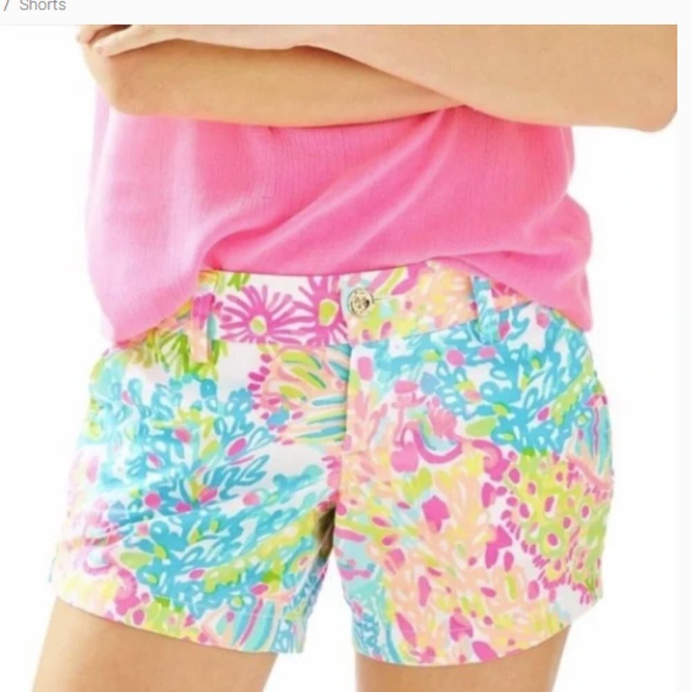 Lilly Pulitzer Callahan Shorts in Multi Lovers Coral size 10 NWT RARE HTF print!